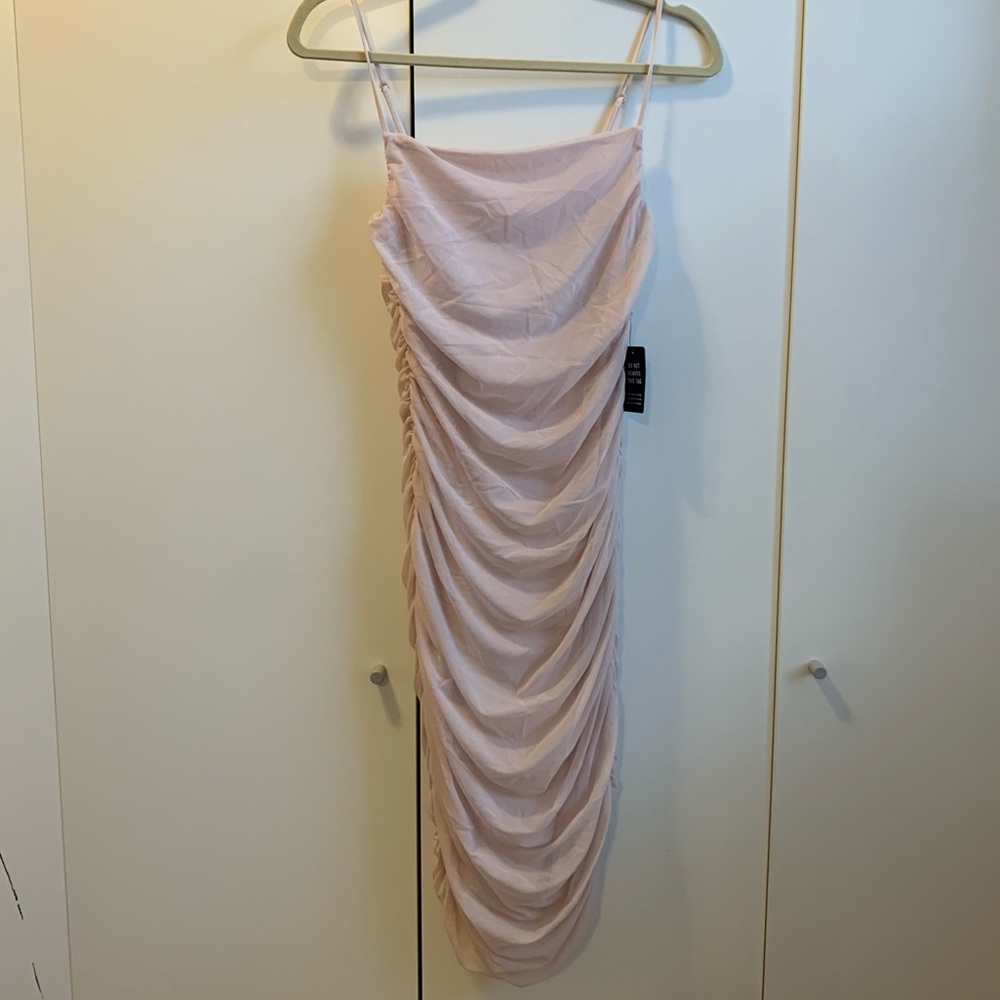 Express Ruched Sleeveless Blush Dress NWT